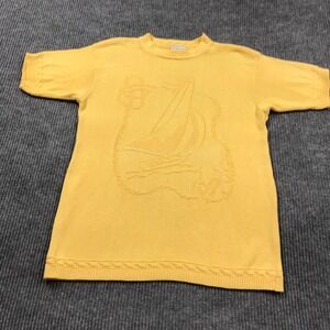 VTG Company Collection Sweater Womens M Yellow Sailing Nautical Retro USA Made